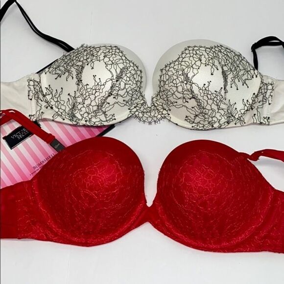 🔥 lot 2  VICTORIA SECRET BRA 32DD push-up multi-way strapless New - Picture 6 of 8